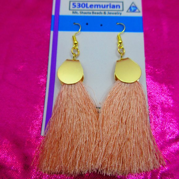 Light Pink Tassel Earrings - Picture 2 of 3